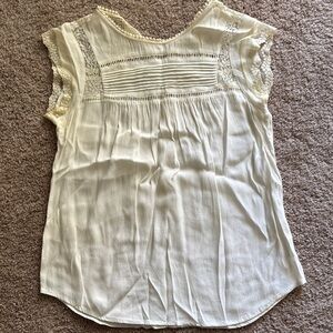 Elegant Cream Lace Trim Women's Top